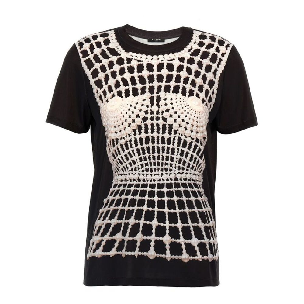 Balmain Black Organic Cotton Women's T-Shirt